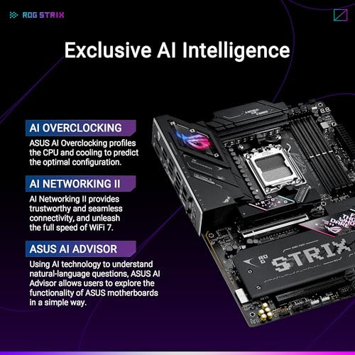 ASUS ROG Strix B850-E Gaming WiFi AMD AM5 B850 ATX Motherboard 16+2+2 Stages, Dynamic OC, Core Flex,DDR5 w/AEMP, WiFi 7, 5X M.2, 5G LAN, PCIe® 5.0,US