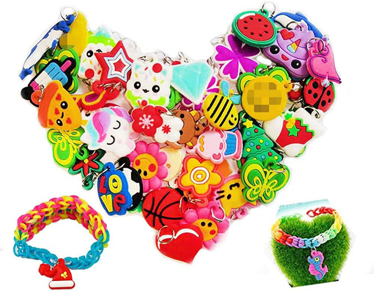 NYKKOLA Rubber Loom Band Charm, Silicone Bracelet Charms,Loom Rubber Bands Charms,Bracelet Pendant, 105pcs