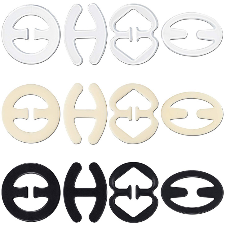 FFNIU Bra Strap Clips, 12Pcs Non-Slip Bra Straps Holder, Anti-Slip Bra Clips for Back, Boost Cleavage, Racerback Bra, White 12 Pcs