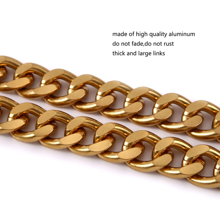 Yichain 42''Substantial Big Metal Cross-Body Chain Purse Strap Replacement for Mini Wallet,Waist Pack,Chest Bag (Antique Gold,Large)