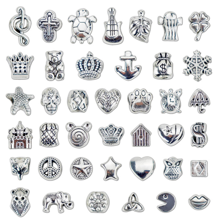 JIALEEY Wholesale Bulk Mix 40 Pcs Tibetan Silver Tone Color Spacer Loose Beads Fit European Charm Bracelet Lot for Jewelry Making Findings DIY