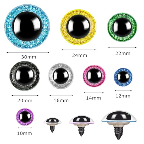 160pcs Large Safety Eyes for Amigurumi Glitter Eye for Stuffed Animals for DIY Dolls Puppets Bear Crafts Animals Amigurumi Making Supplies(Colorful A