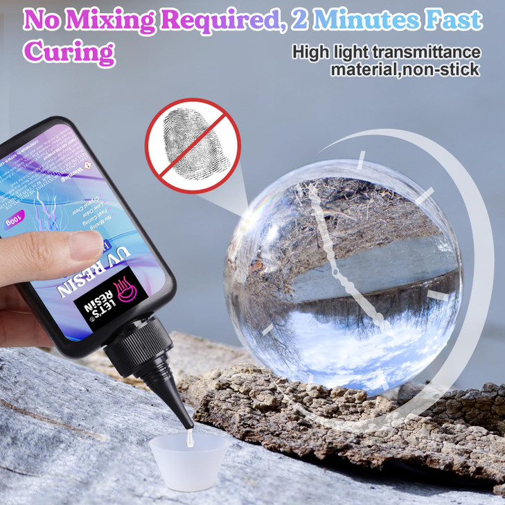LET'S RESIN UV Resin,200g High Viscosity Crystal Clear Thick UV Resin Kit, Quick-Curing&Low Shrinkage Ultraviolet Epoxy Resin for Crafts, Doming, Coa