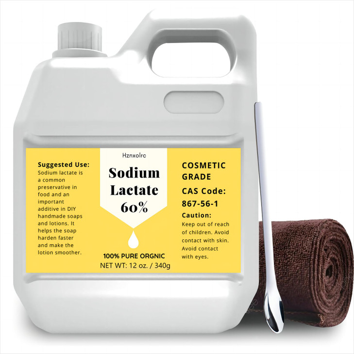 12 oz (Net Wt) Sodium Lactate for Soap Making & Lotions, Premium Sodium Lactate Liquid, 60% Concentration, Cosmetic Grade, Moisturize Anti-Aging, Mak
