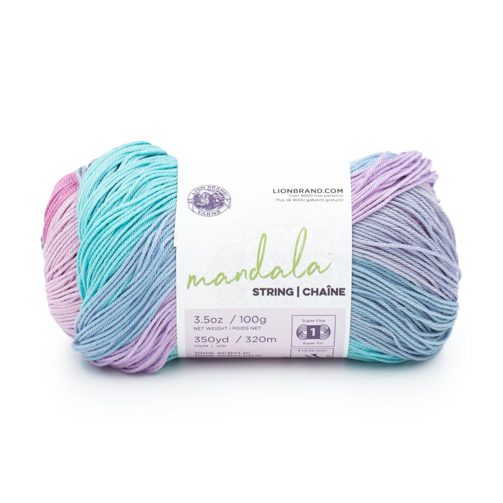 Lion Brand Yarn Mandala String, Fingering Yarn for Knitting and Crochet, Harmony, 1 Pack