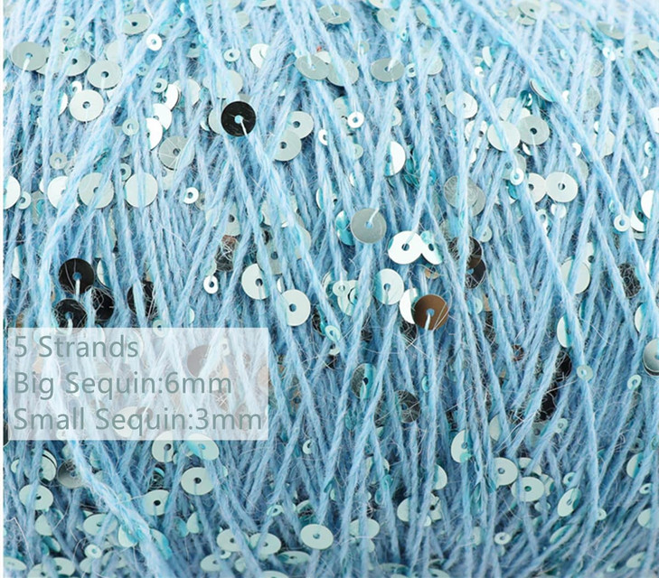 Shimmering Sequin Cotton Yarn 153yard Sparkling Thread Crochet Strings for Headband Beanie Knitting Sweater Weaving DIY Stitch Winter Accessories Rag