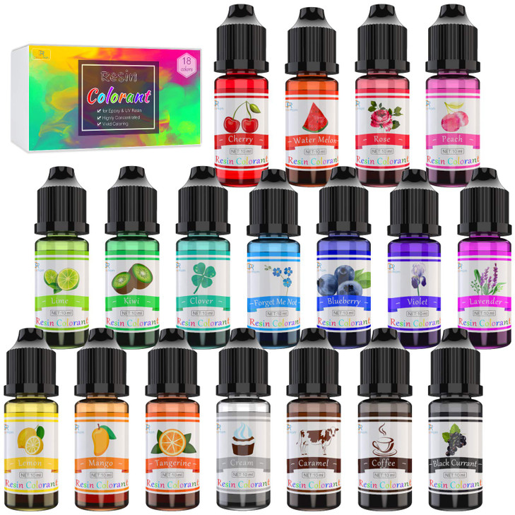 Epoxy Resin Pigment - 18 Color Liquid UV Resin Dye for Coloring, DIY Art Jewelry Making - Concentrated Colorant for Paint, Crafts - 0.35 oz/10ml Each