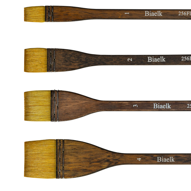 Watercolor Brushes Professional,Biaelk 256Flat 4PCS Synthetic Goat Mixed Hair Watercolor Paint Brush Set for Artists,Size#1#2#3#4 Hake Brushes Set fo