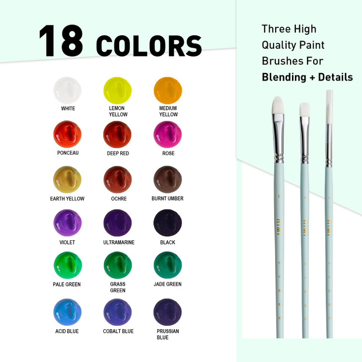 HIMI Gouache Paints Set, 18 Colors, 30g, jelly gouache paint set, Non Toxic Paint for Canvas and Paper, Art Supplies for Professionals, and More (Gre