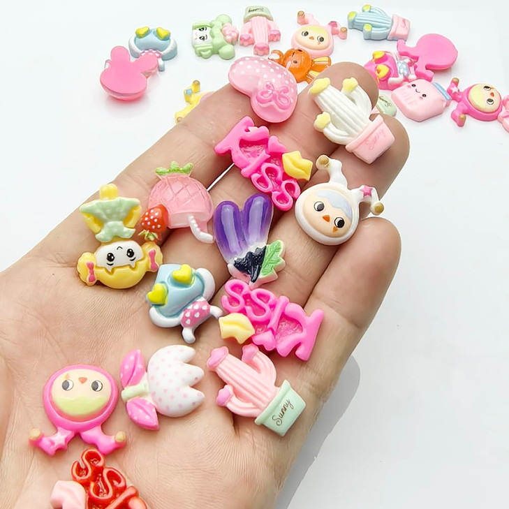 LibiIine 100pcs Mix Lots Flatback Resin Buttons Flat Back Scrapbooking Resin Flatback Craft