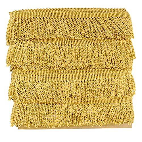 12 Yards Fringe Trim Curtain Fringes 2.5 Inch Wide Fabric Trims Tassel for Sewing Clothing DIY Crafts Home Decor (Gold)