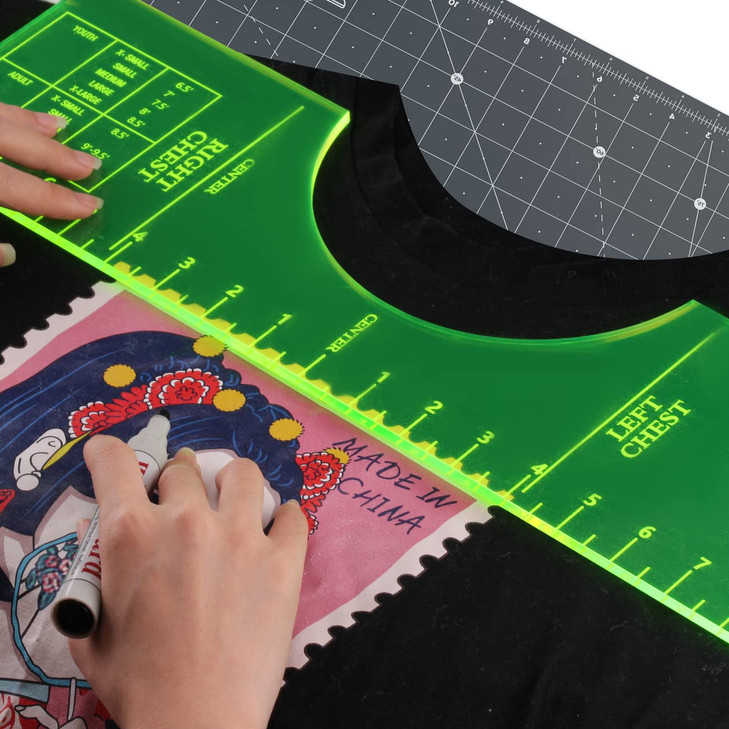 T-Shirt Rulers Guide,Alignment Ruler Shirt Measurement Tool for Applying Vinyl and Sublimation Designs On Shirts with Size Chart Built-in - HTV Align