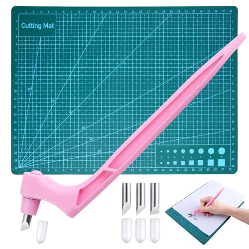 SPEEDWOX Craft Cutting Tool 360-Degree Rotating Blade Paper Cutter With 3 Engraving Heads (15/30/45°) And Plate Stainless Steel Crafting Tools Pen Kn