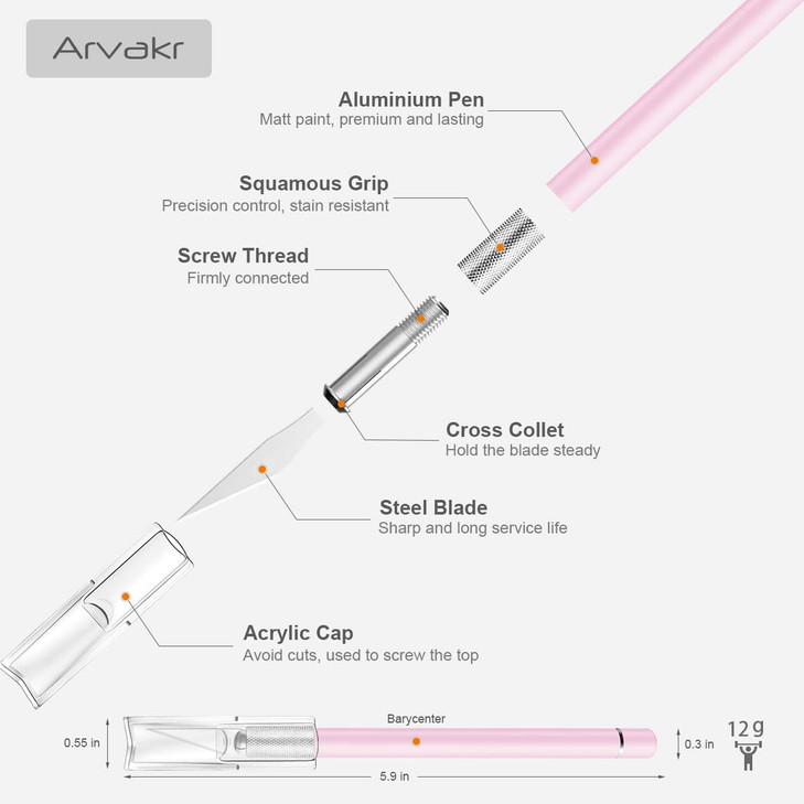 Craft Hobby Knife, Exacto Knife, 2 Knives and 60 Blades with a Bag, Precision Cutter Knife for Cutting Carving Scrapbooking Stencil, Pink