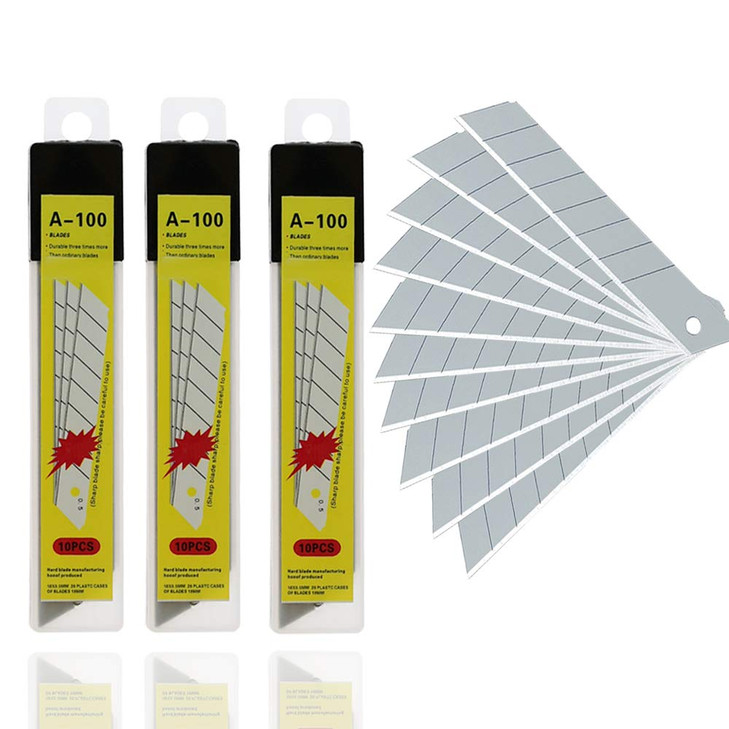 WEKOIL18mm Wide Snap-Off Blades 30-Pack Carbon Steel Cutter Hobby Knife Blade Refill, Replacement Blades for Utility Knife