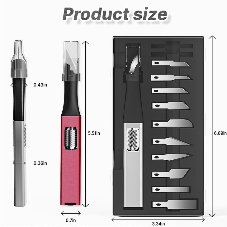 Scimaker Exacto Knife Sets,Hidden Blade Design at The End,10 Different Types of High Qualiry Carbon Steel Exacto Knife Blades. Craft Knife for Crafti