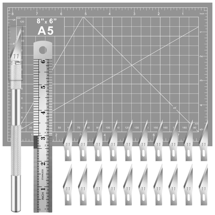 DIYSELF 23 Pack Scrapbooking Tools, Exacto Knife Craft Knife Precision Carving Hobby Knife Kit, 20 Spare Art Knife Blades for Art, Scrapbooking, Sten