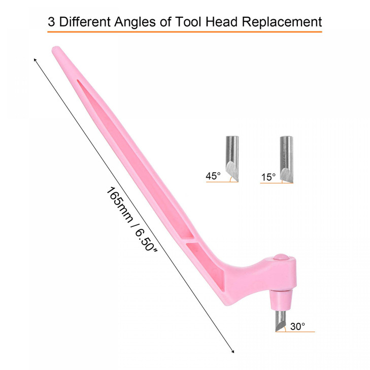 uxcell Craft Cutting Tools, 360 Degree Rotating Blades Stainless Steel Cutter with 15 30 45 Degree Blade for DIY Crafts Stencils Scrapbooks, Pink