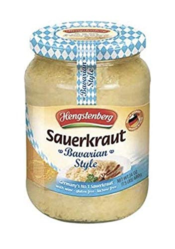 Hengstenberg Sauerkraut Bavarian 24oz jar, Including 3 Date Opened Stickers-Mark The Date Jar Was Unsealed