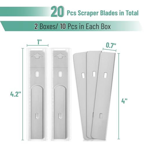 Bates- Replacement Scraper Blades with Dispenser, 4 Inch, 2 Pack, 10 pcs/pack, Carbon Steel Razor Blades, Floor Scrapper Blade, Replacement Razor Bla