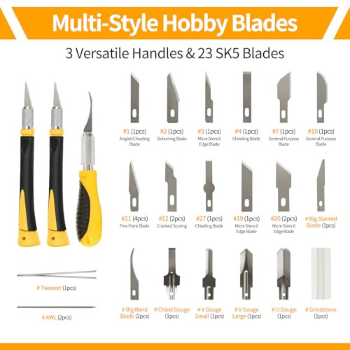 Precision Craft, Hobby, and Exacto Knife Set for Artistic, Scrapbooking, Stencil, Architectural Modeling, Woodworking, and Leatherworking projects -