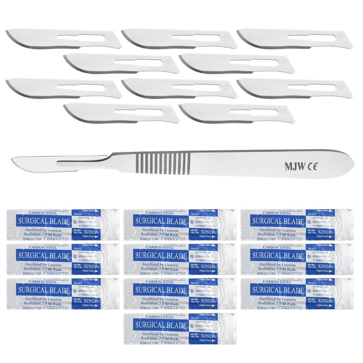 Scalpel Handle no.3 with 10 pcs Scalpel Cutting Edge # 10 Perfect for Hobby Arts, Crafts, and Grafting Tool Performance Handle Craft Scalpel