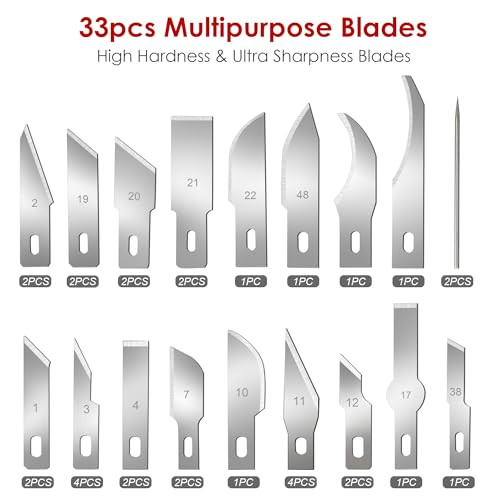 FASTPRO 40-Piece Precision Hobby Knife Set, 3pcs Craft Knives with 33pcs Blades, Exacto Knife Set Included Tweezers, Grindstone, Steel Ruler, Vernier