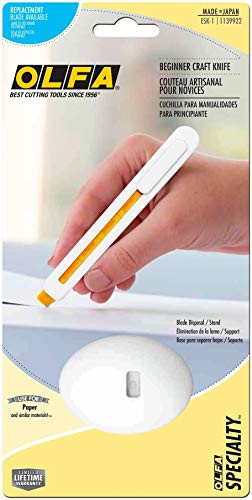 OLFA Beginner Craft Knife Set (ESK-1) - Precision Hobby Art Knife Kit w/Snap-Off Blade & Safety Disposal Stand, Replacement Blades: OLFA ESKB-1/2B Be