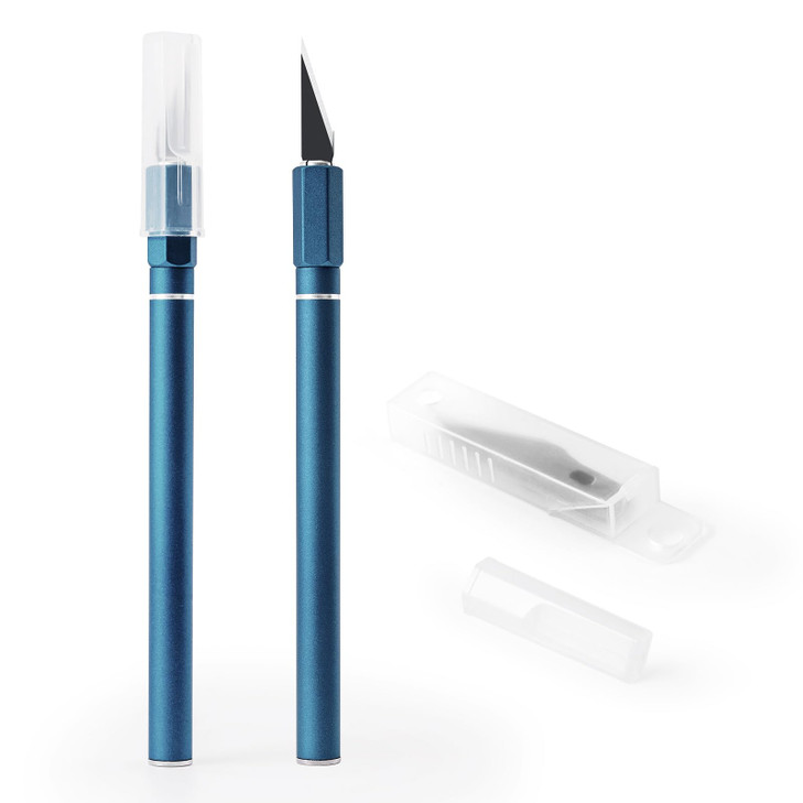 FOSHIO 2 Pack Exacto Knife, Blue Hobby Knife with 10-Piece Exacto Blades, Craft Knife with Safety Cap, Precision Knife for Pumpkin Carving, Modeling,