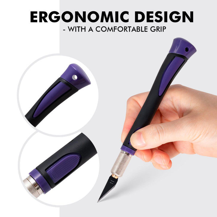 FOSHIO Precision Exacto Knife Set, 2 Pack Craft Knife with Extra 20 Exacto Blades, Hobby Knife Set with Protective Cover Rubber Handle for Crafts, Ar