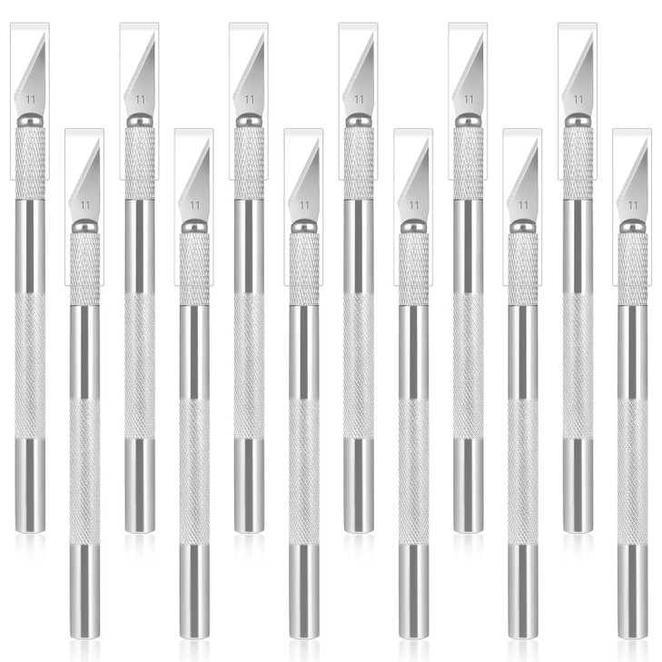 12 Pack Exacto Knife Set, Metal Craft Knives Kit, Hobby Knife Set, Blade Precision Knifes for DIY Crafts, Arts, Trimming, Cutting, Carving