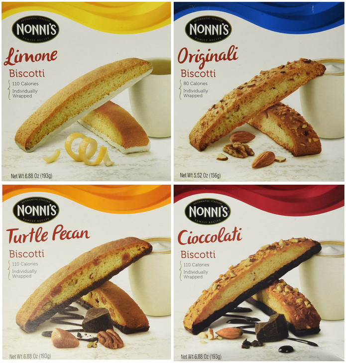 Nonni's Biscotti Variety - (Cioccolati, Limone, Originali, Turtle Pecan), 6.8 Oz (Pack of 4)