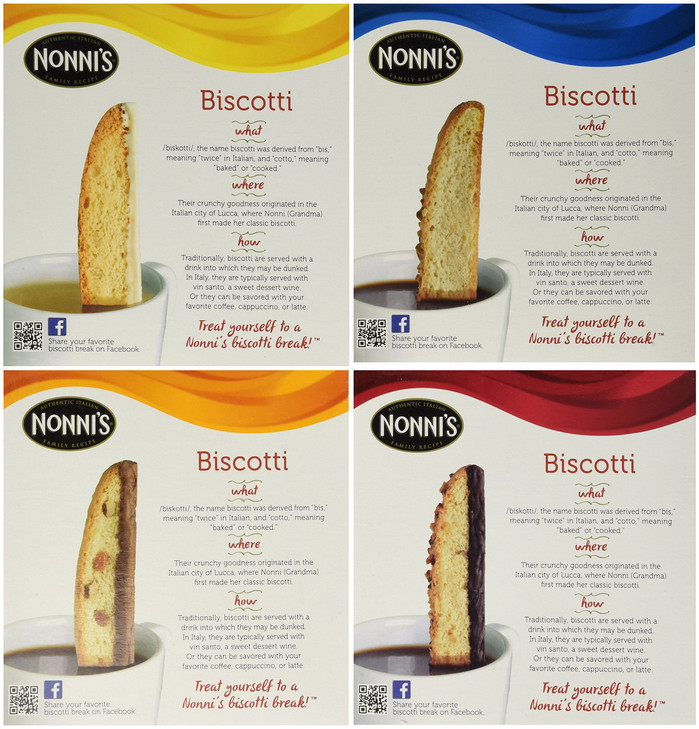 Nonni's Biscotti Variety - (Cioccolati, Limone, Originali, Turtle Pecan), 6.8 Oz (Pack of 4)