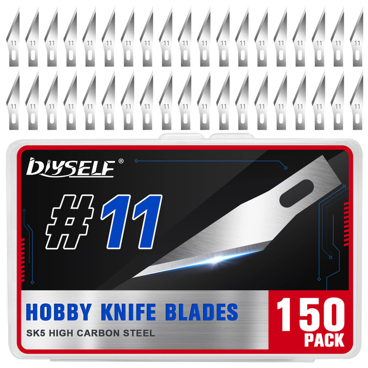 DIYSELF 150 PCS Exacto Knife Blades 11, Sharp Hobby Knife Blades, High Carbon Steel Craft Knife Blade, #11 Replacement Exacto Blade for Art, Scrapboo