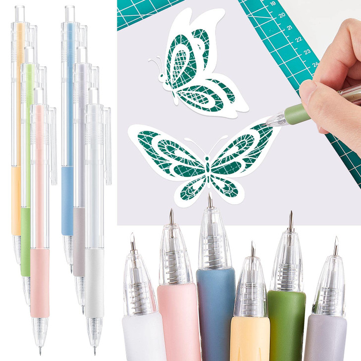 Lanties 6 Pieces Art Cutting Tools Knife Pen Craft Paper Cutter Pen Carving Tools for DIY Kit Scrapbooking Drawing and Crafting Utility Precision Pap