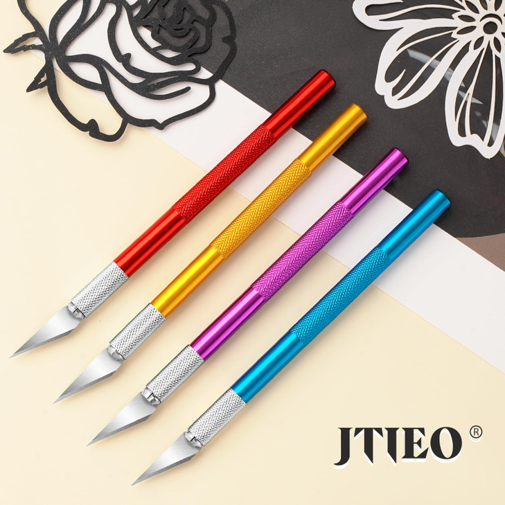 JTIEO 74 Pack Hobby Knife Exacto Knife with 4 Upgrade Sharp Hobby Knives and 70 Spare Craft Knife Blades for Art, Scrapbooking,Stencil