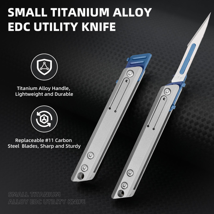 Titanium Handle Quick Opening Scalpel with 10 Pieces 11# Scalpel Blades (Blue)