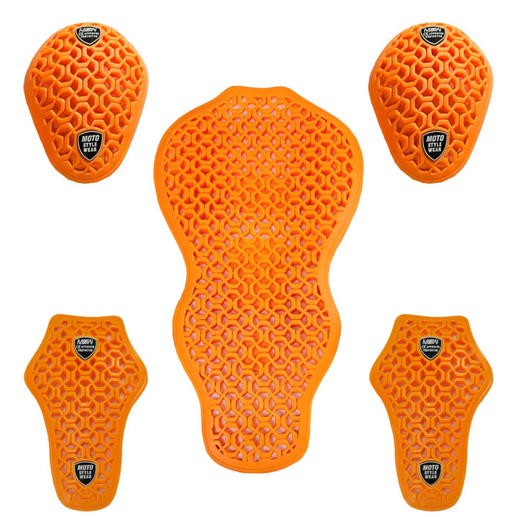 5 PC - CE Level 2 Certified Armor Pads, Level 2 Approved Back, Shoulder and Elbows Armor Protector Inserts for Motorcycle Jackets. (Medium Back Set)