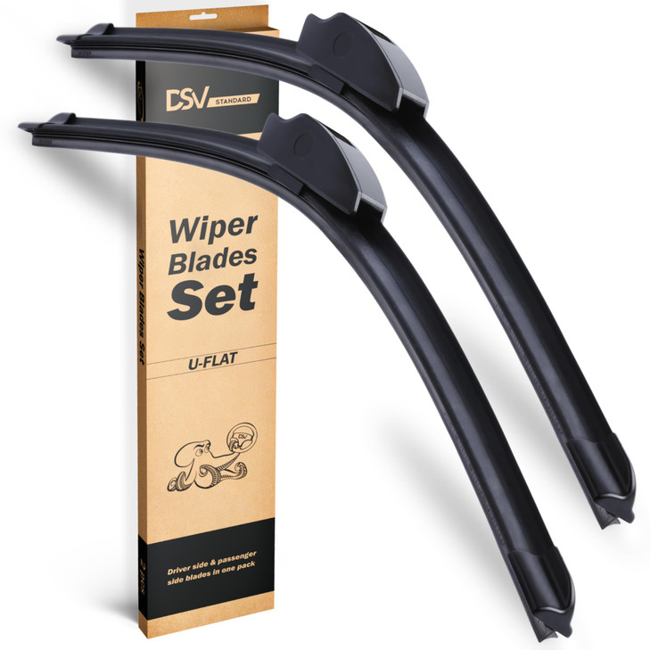 OEM Quality Windshield Wiper Blades, 22 and 22 DSV Standard Car Wiper Blades With Universal U/J Hook Only, Automotive Replacement Wiper Blades for