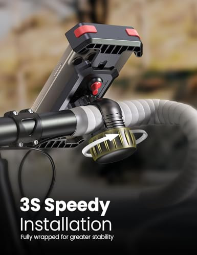 Pnitri 2025 New Upgraded Bike Phone Holder Handlebar - 1S Quick Install, Motorcycle Phone Mount, Bicycle Phone Holder fit Large Phone Case for iPhone