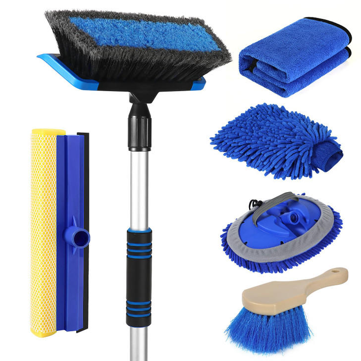 Wontolf 62'' Car Wash Brush with Long Handle, Scratch-Free Soft Bristles Sturdy Car Wash Mop Kit, Complete Car Cleaning Brush Kit Wash Mitt Towel Win