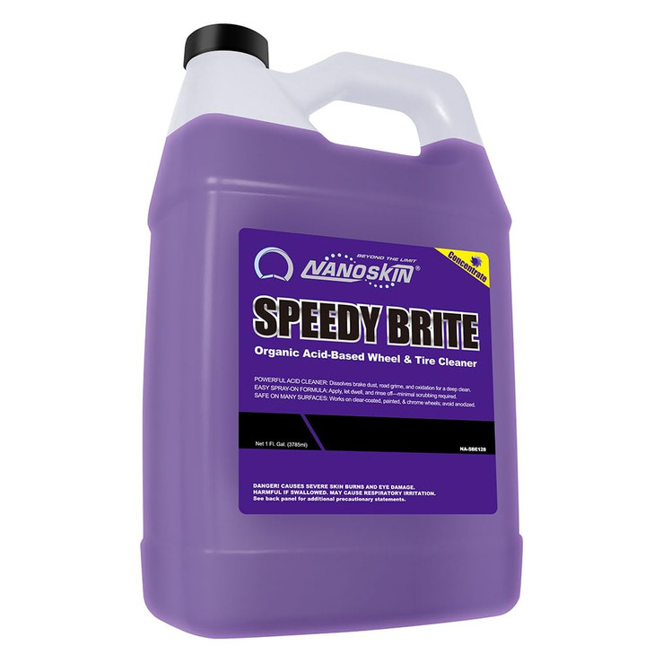 Nanoskin SPEEDY BRITE Pro Grade Wheel & Tire Acid Cleaner, 1 gallon - Chrome & Coated Wheel Safe, Cleaning with Organic Acid | Removes Brake Dust & R