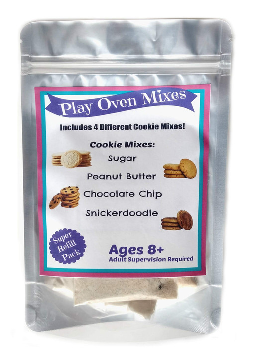 Children's Easy to Bake Oven Mixes Play Toy Real 4 Cookie Super Pack Refill Kit Sugar Peanut Butter Chocolate Chip Snickerdoodle Ultimate Set Cooking