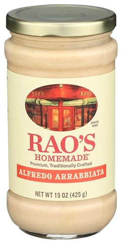 Rao's Homemade Alfredo Arrabbiata Sauce, 15 oz, Pasta Sauce, Premium Quality Blend of Parmesan & Romano Cheese, Rich and Creamy with a Kick of Heat
