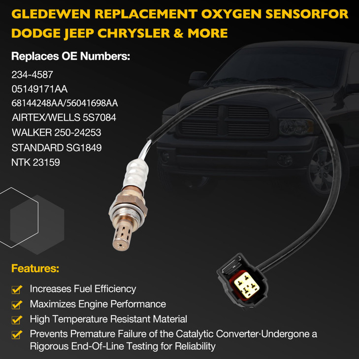 234-4587 250-24253 Oxygen O2 Sensor Upstream/Downstream 4PCS | Compatible for Chrysler 300 Town & Country Dodge Dakota Durango Ram 1500 2500 3500 Jee