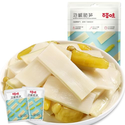 Crispy Bamboo Shoots With Pickled Peppers/7.054 Ounces,s. Crispy Bamboo Shoots With Pickled Peppers Ready To Eat Chinese Snack