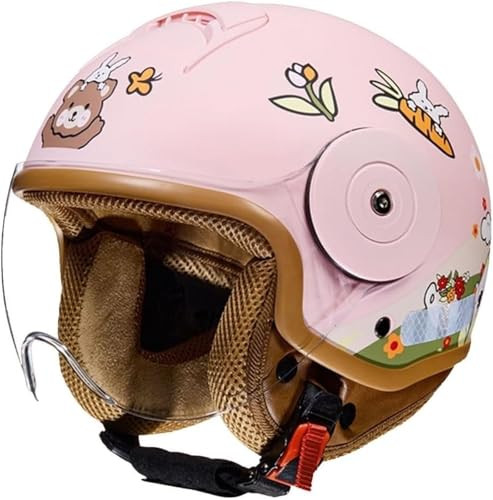 Retro Kids 3/4 Motorcycle Half Helmet,DOT Approved Toddler Vintage Open Face Electric Scooter Go-Kart Dirt-Bike ATV Youth Child Moped Bicycle Helmets