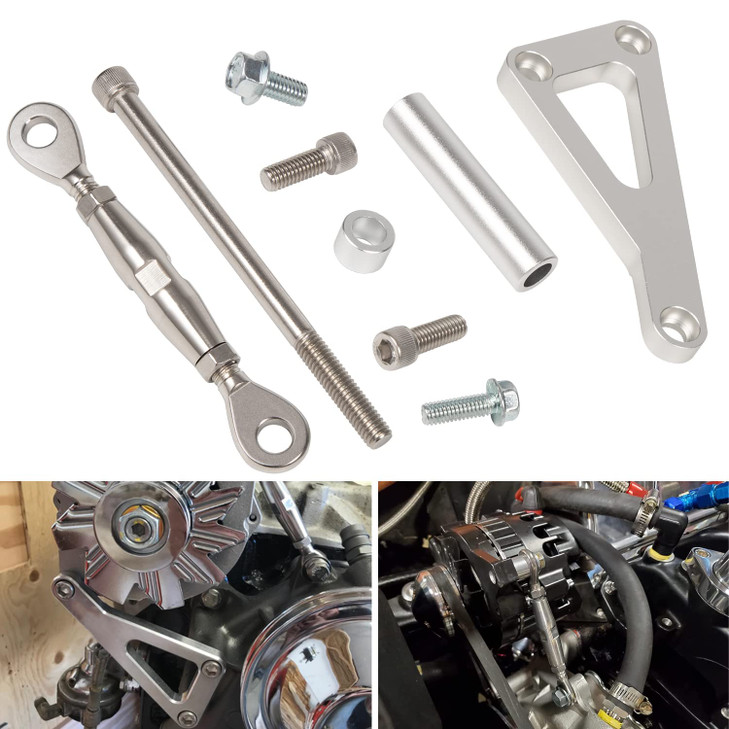 Billet Alternator Bracket Adjustable Kit Fits for Chevy SBC 305 327 350 383 5.0L 5.7L V8 Eight Cylinder Long Water Pump Polished Aluminum for Chevy S