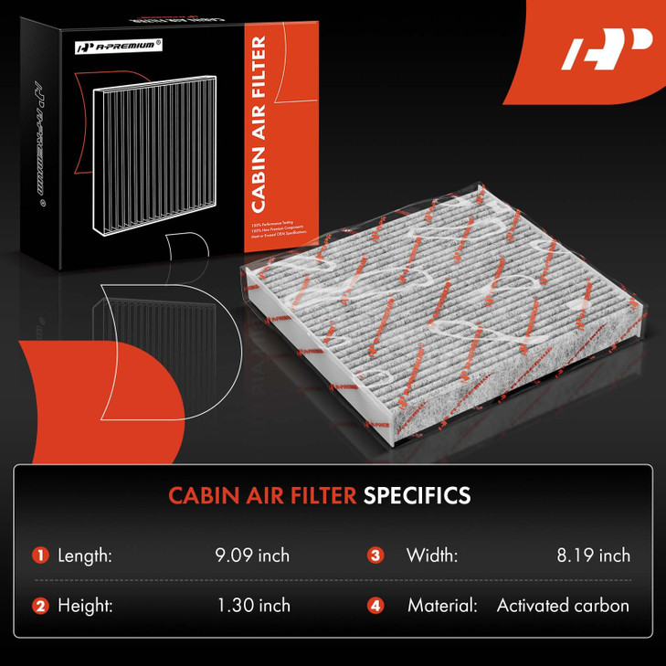 A-Premium Cabin Air Filter with Activated Carbon, Compatible with Hyundai Kona 18-22, Tucson 16-21, Veloster 19-21, Venue 20-23 & Kia Seltos 21-23, S