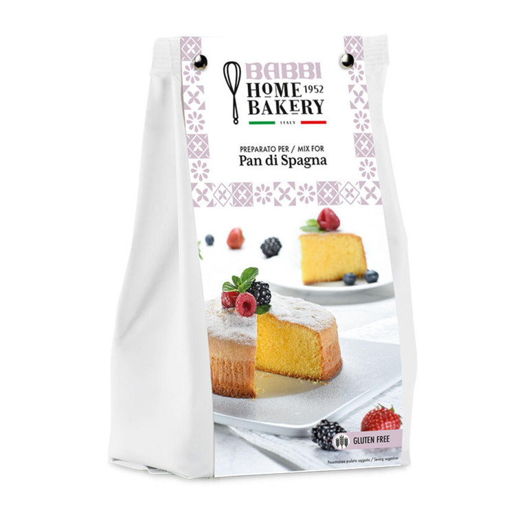 Babbi Home Bakery Sponge Cake Mix  Gluten-Free Italian Pan di Spagna  Light, Airy Texture for Layered Cakes & Desserts  Easy to Prepare  14.1 oz